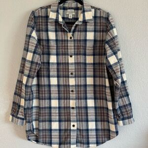 L.L. Bean Relaxed Fit Plaid Flannel Button Down Shirt Cotton Casual Mens Medium